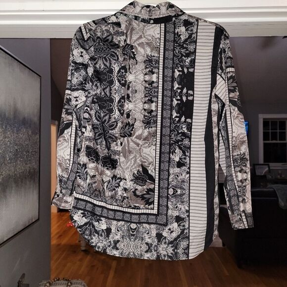 Plenty By Tracy Reese black & White Long Sleeve Blouse top Sz XSMALL - Picture 3 of 10